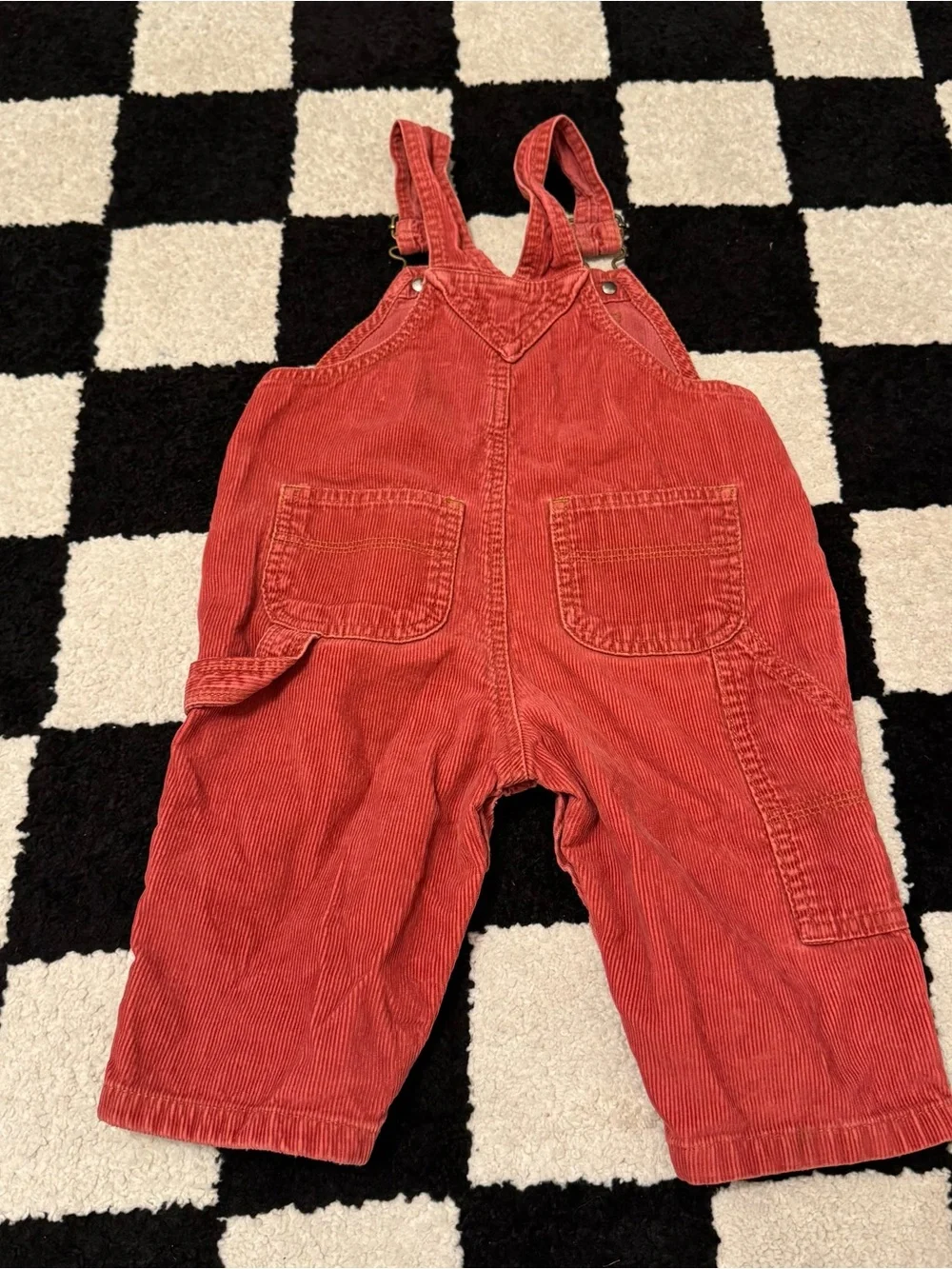 Vintage Baby Gap Blue Jeans Red Corduroy Overalls Size 12-18 M